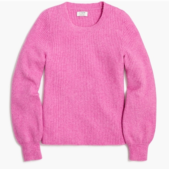 J. Crew Factory Pink Ribbed puff sleeve sweater in extra soft yarn Wool blend M - Picture 16 of 16